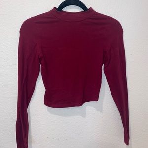 Maroon crop top long sleeve
